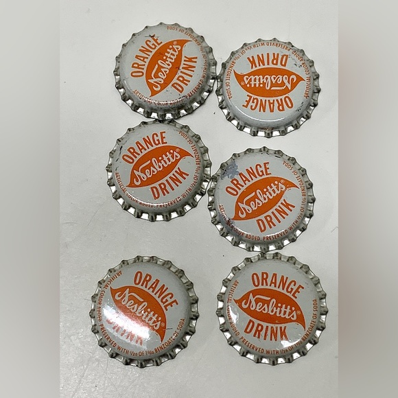 Antique Unused Cork Lined NESBITT’S ORANGE DRINK Soda Bottle Caps (lot of 6) - Picture 2 of 8